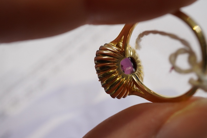 An attractive spinel and diamond ring